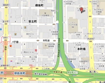 マイドーム大阪への地図